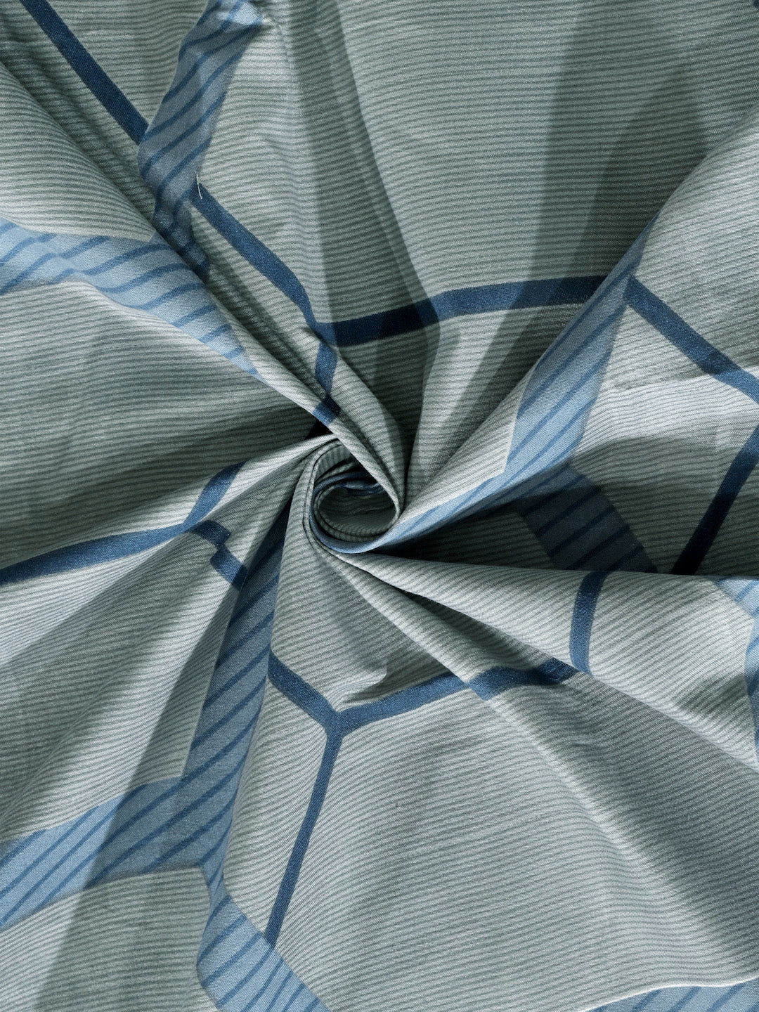 Klotthe Grey Geometric 300 TC Cotton Blend Super King Double Bedsheet with 2 Pillow covers
