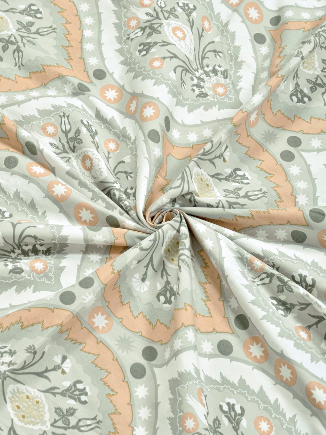 Multi Geometric 300 TC Cotton Blend Single Bedsheet with Pillow Cover