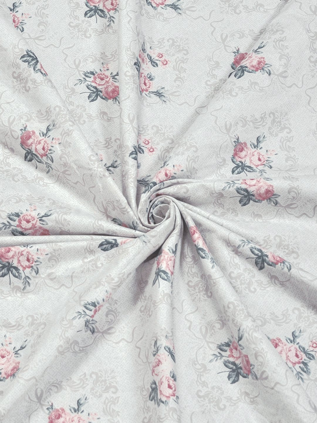 Cream Floral 300 TC Cotton Blend Single Bedsheet with Pillow Cover