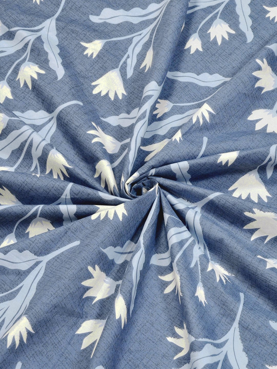 Blue Floral 300 TC Cotton Blend Single Bedsheet with Pillow Cover