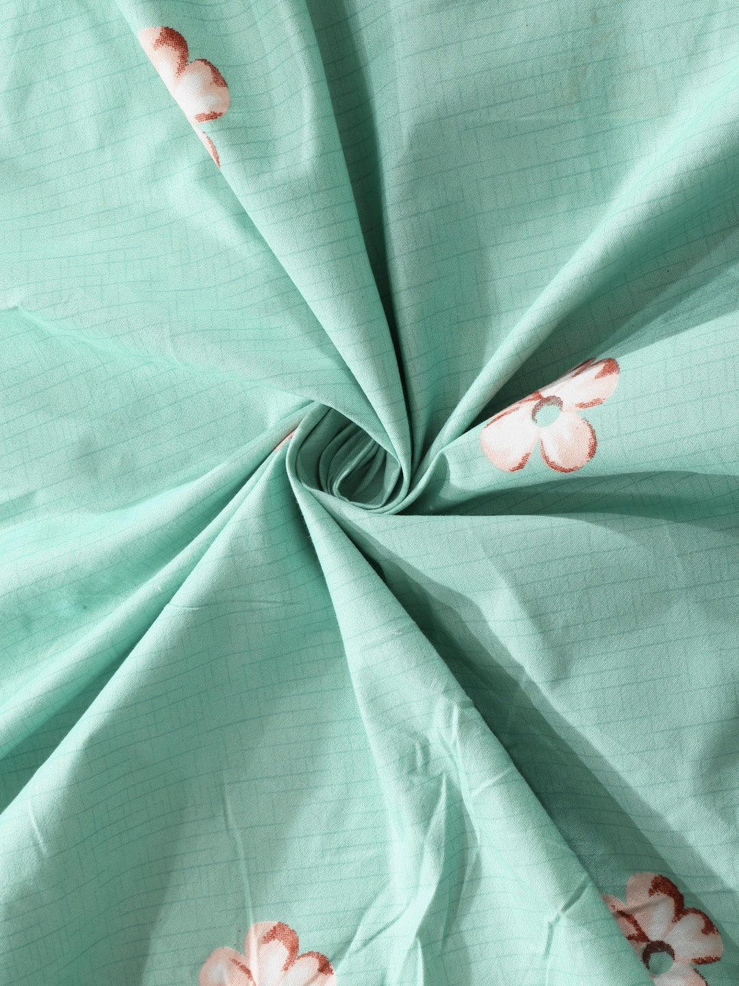 Klotthe Green Floral 300 TC Cotton Blend Double Bedsheet with 2 Pillow Covers