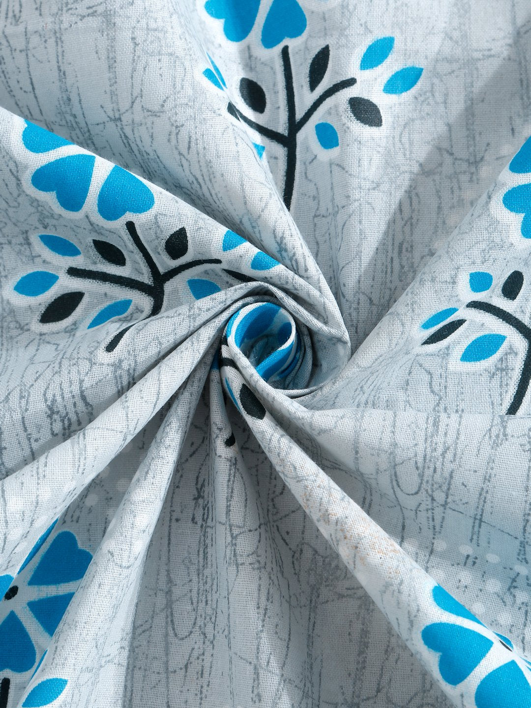 Blue Floral 400 TC Pure Cotton Double Bedsheet with 2 Pillow Covers