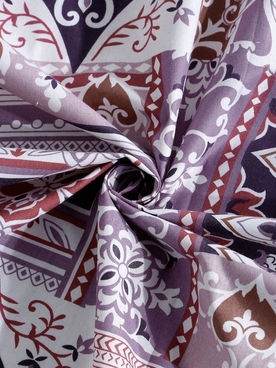 Purple Ethnic Motifs 400 TC Pure Cotton Super King Double Bedsheet with 2 Pillow Covers