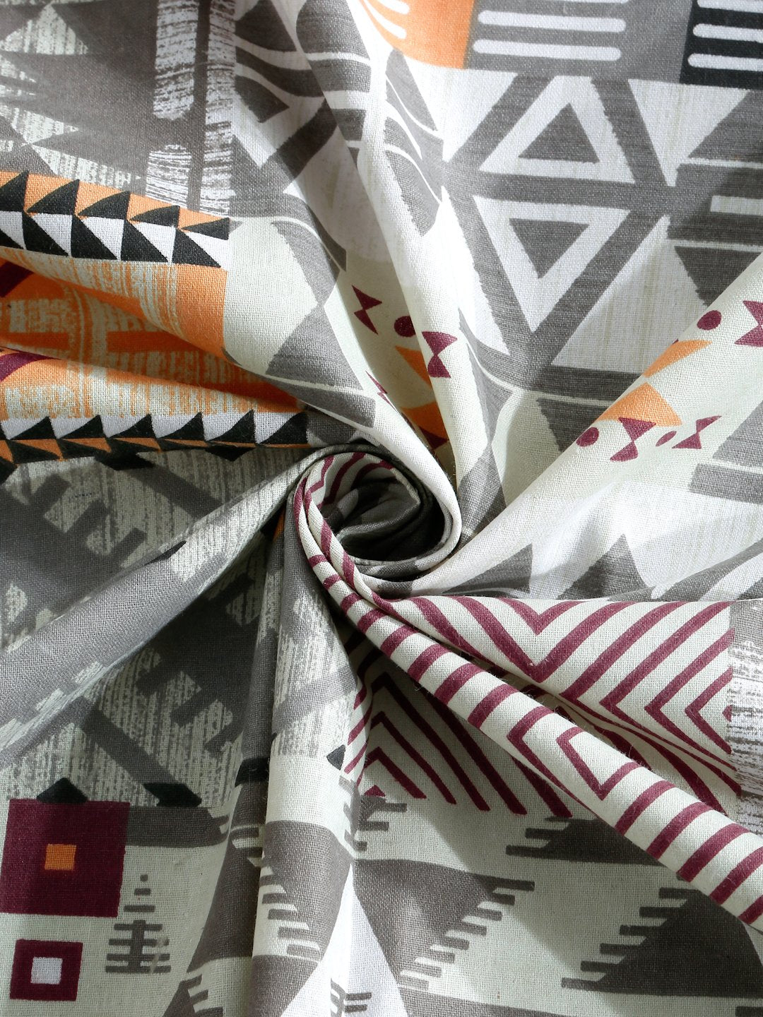 Multi Geometric 400 TC Pure Cotton Fitted Single Bedsheet with Pillow Cover