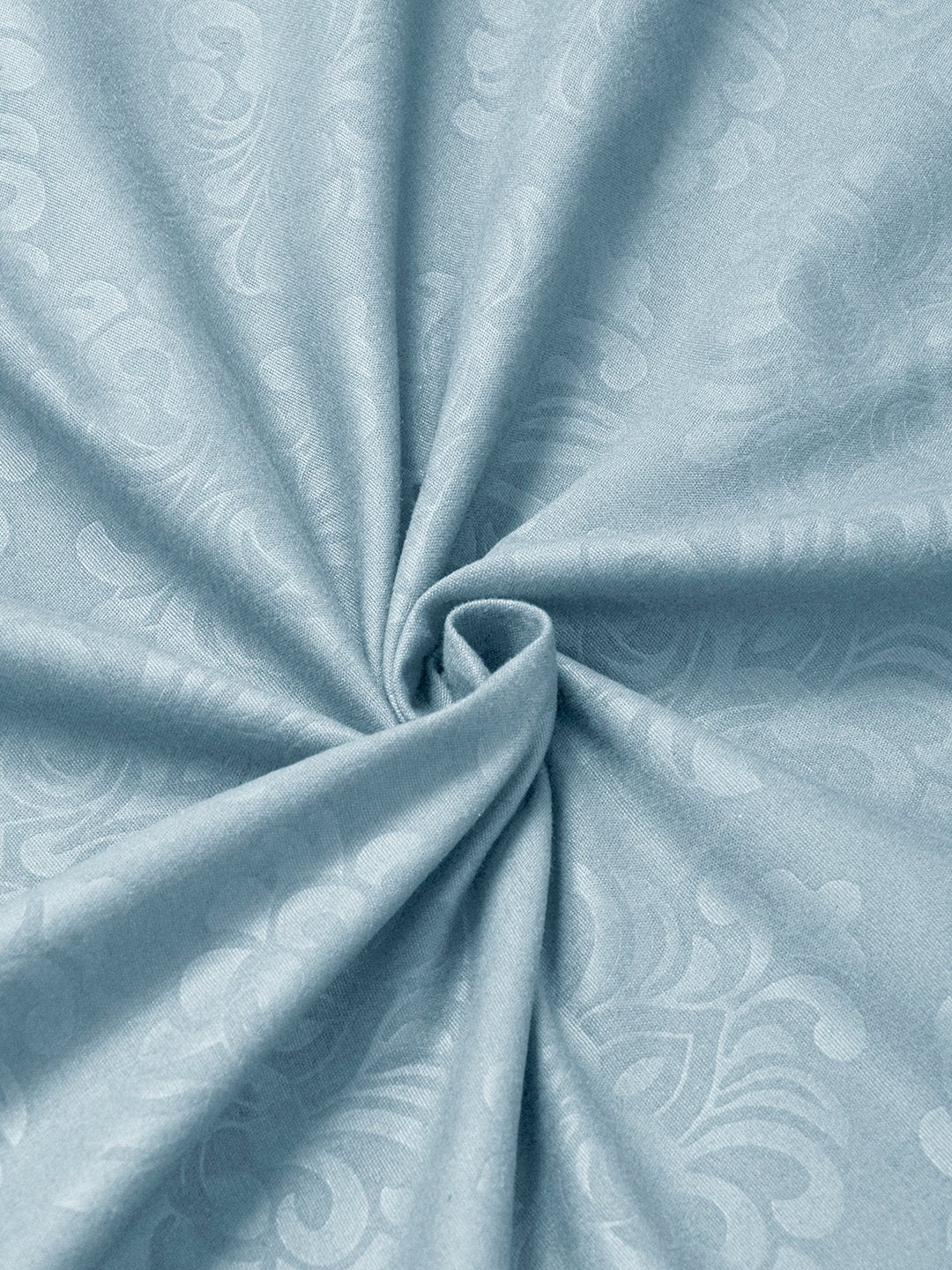 SkyBlue Floral Embossed Cotton Blend Fitted Double Bedsheet with 2 Pillow Covers