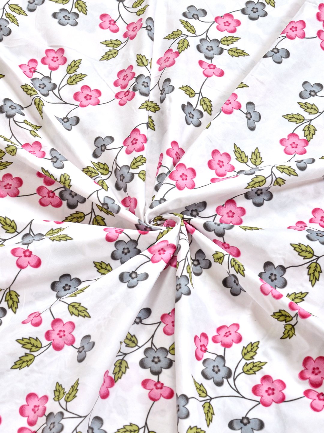 Cream Floral 300 TC Cotton Blend Single Bedsheet with Pillow Cover