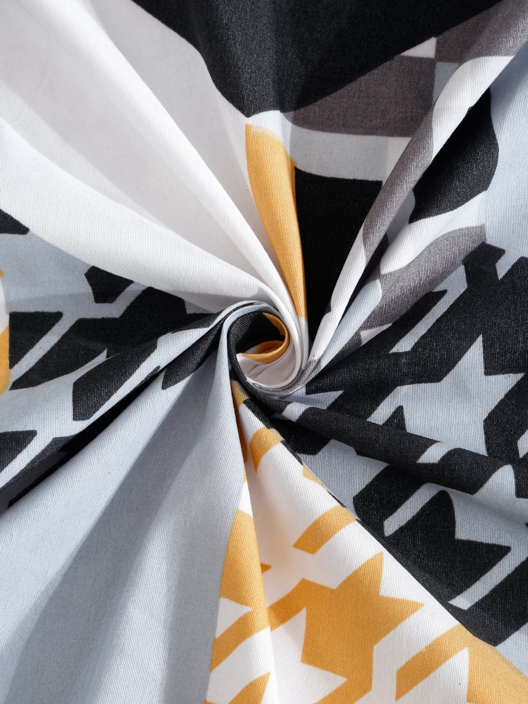 Book Fold Multi Geometric 300 TC Cotton Blend Fitted Double Bedsheet with 2 Pillow Covers