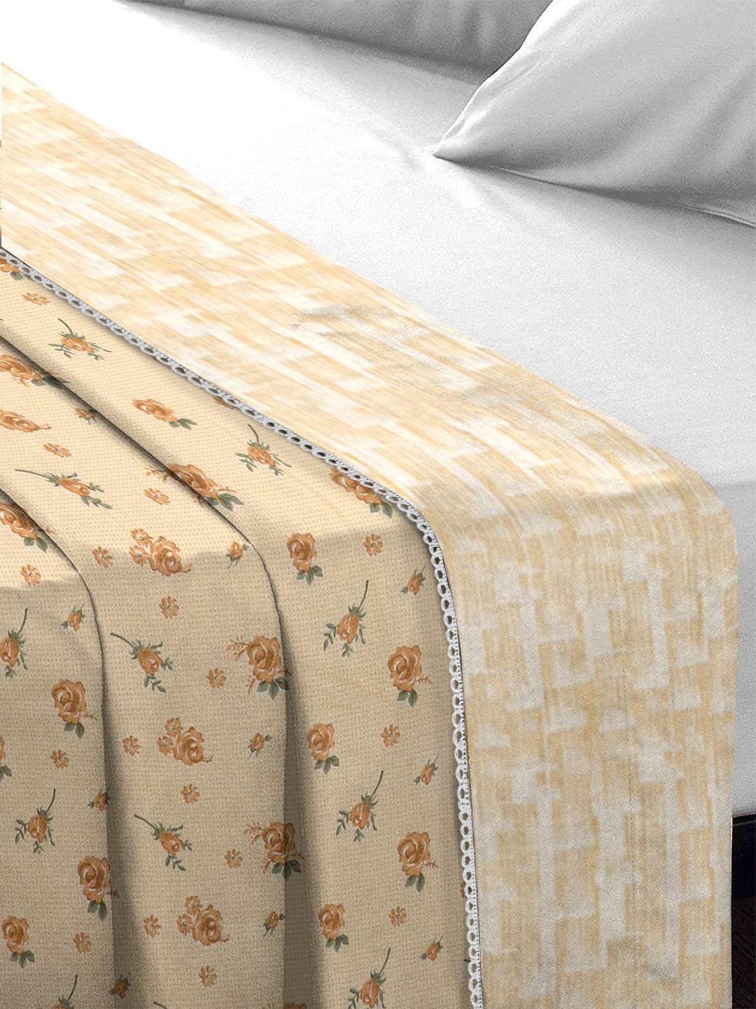 Yellow Pure Cotton Floral Double Bed Dohar
