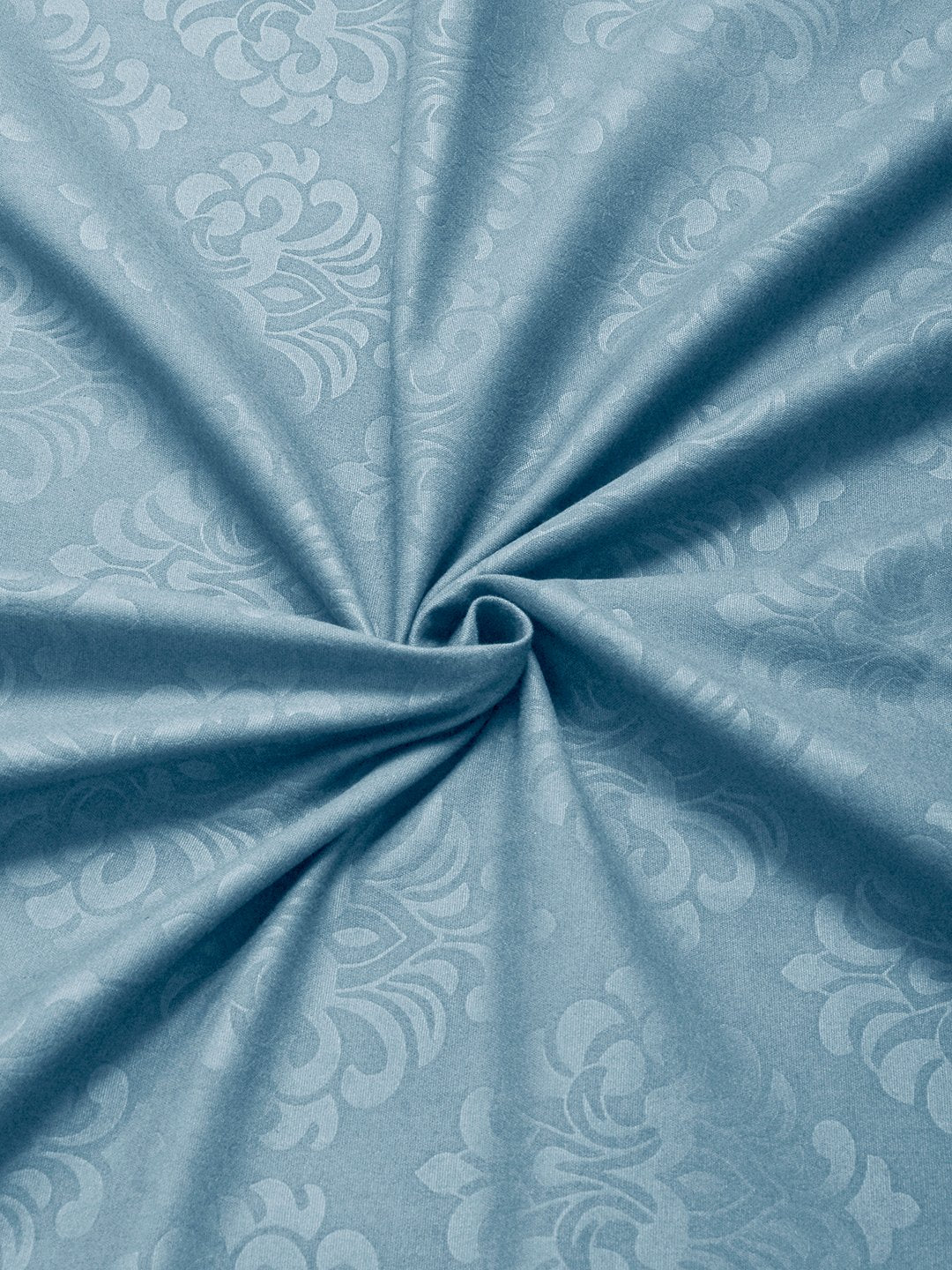 Turquoise Floral Embossed Cotton Blend Fitted Double Bedsheet with 2 Pillow Covers