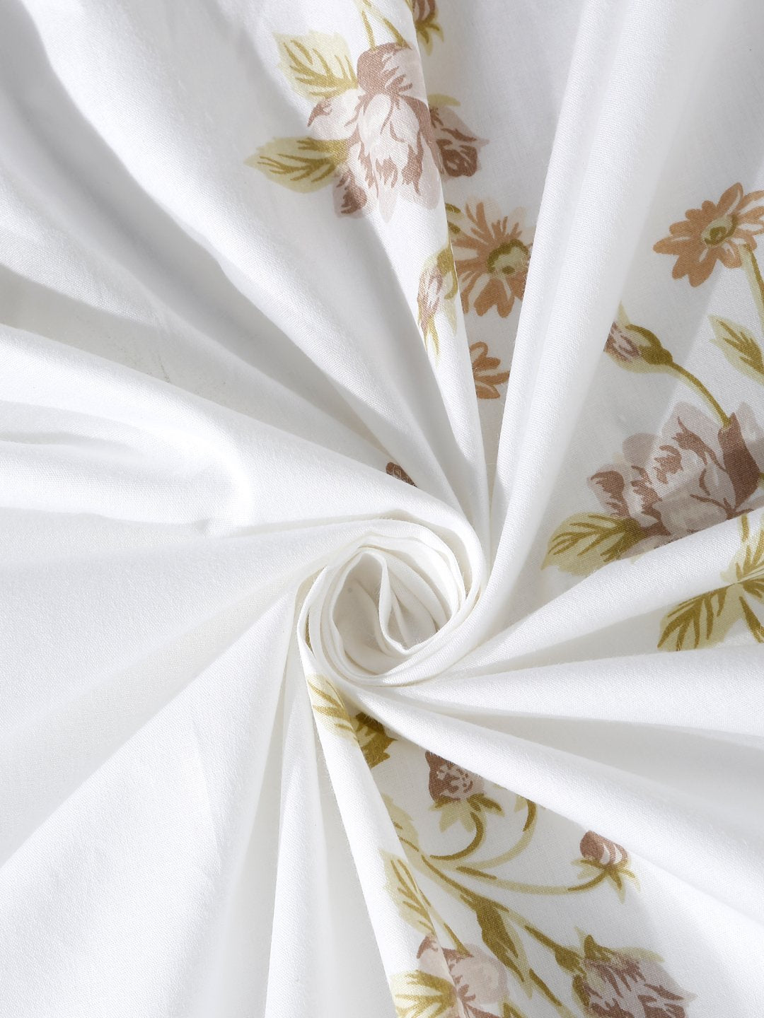 White Floral 400 TC Pure Cotton Super King Double Bedsheet with 2 Pillow Covers