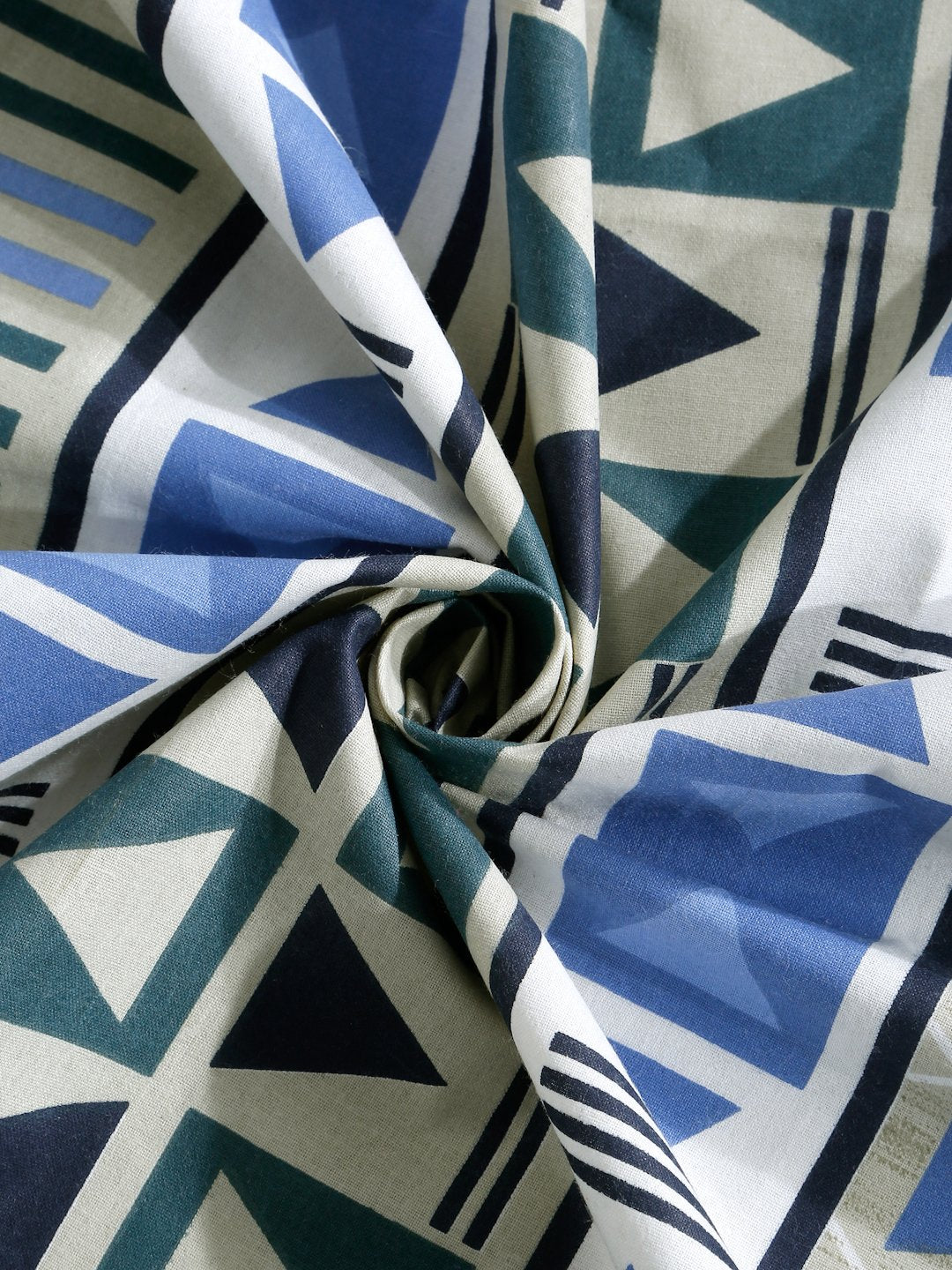 Olive Geometric 400 TC Pure Cotton Super King Double Bedsheet with 2 Pillow Covers