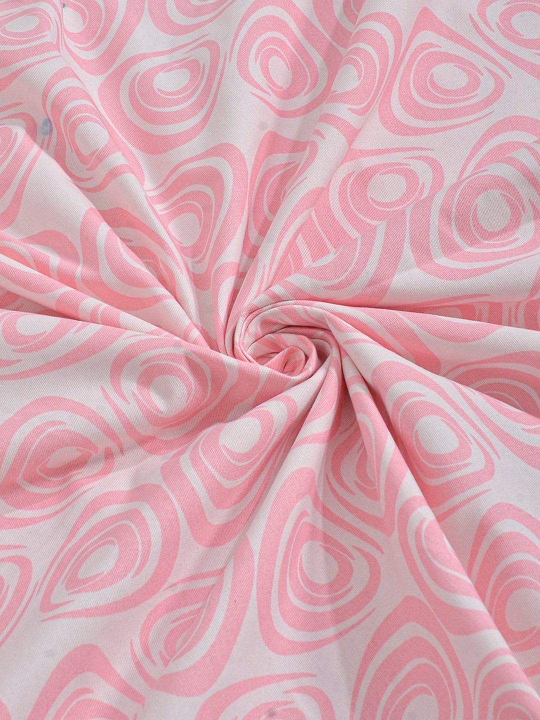 Pink Abstract 300 TC Cotton Blend Fitted Single Bedsheet with Pillow Cover