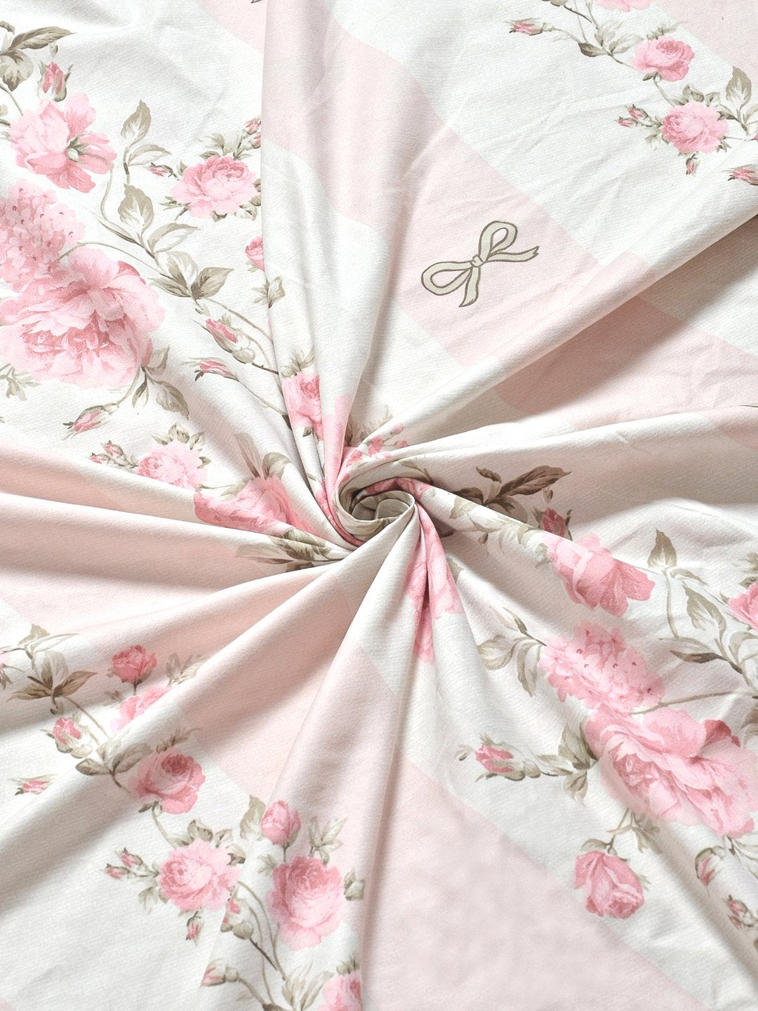 Pink Floral 300 TC Cotton Blend Single Bedsheet with Pillow Cover