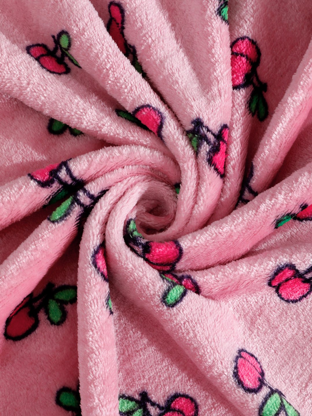 Pink Cartoon Characters Woolen Single Bed Sheet with Pillow Cover