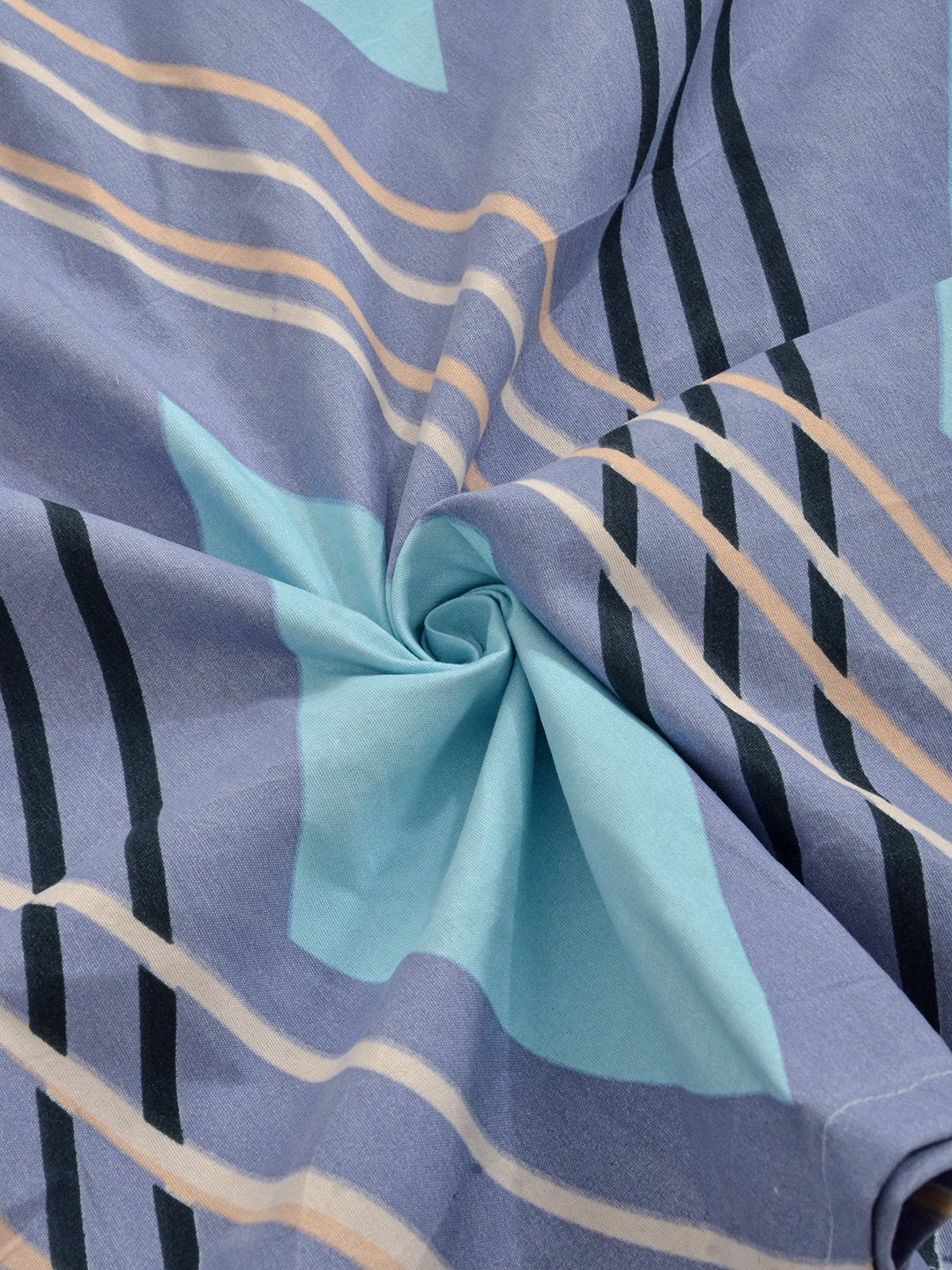 Multi Geometric 300 TC Cotton Blend Single Bedsheet with 2 Pillow Covers
