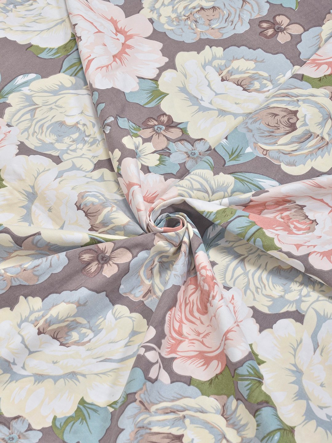 Multi Floral 300 TC Cotton Blend Single Bedsheet with Pillow Cover