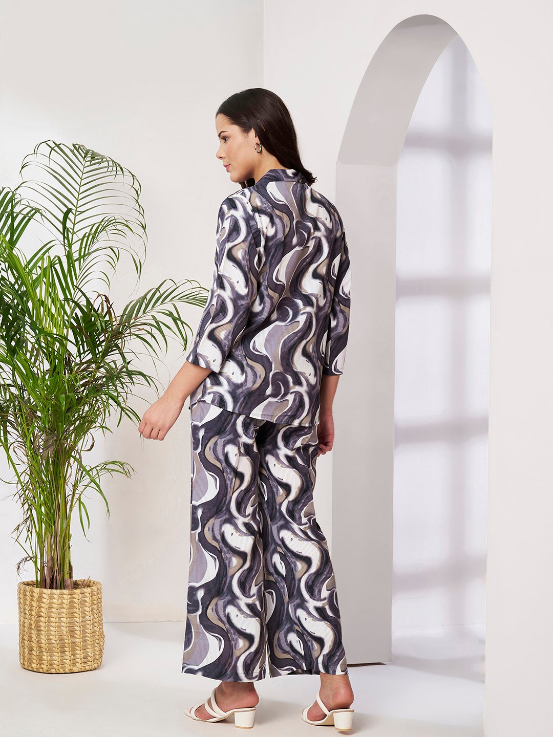 Purple Cotton Printed Shirt With Trousers Co-Ords Set