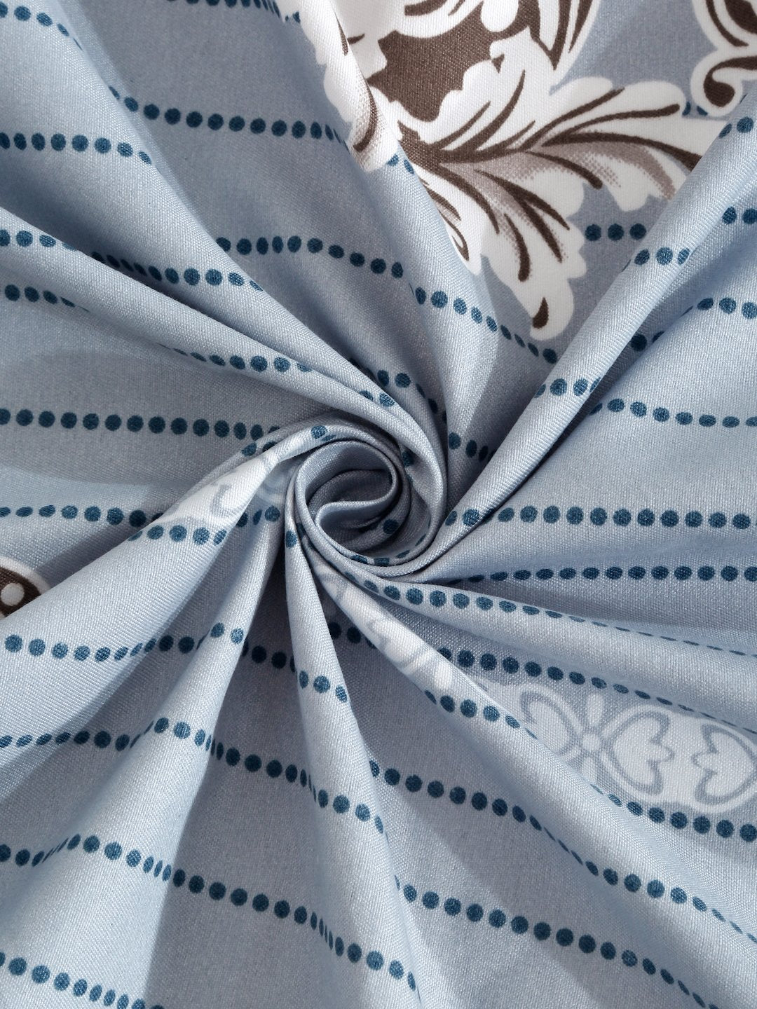 Grey Ethnic Motifs 300 TC Cotton Blend Fitted Single Bedsheet Set in Book Fold Packing