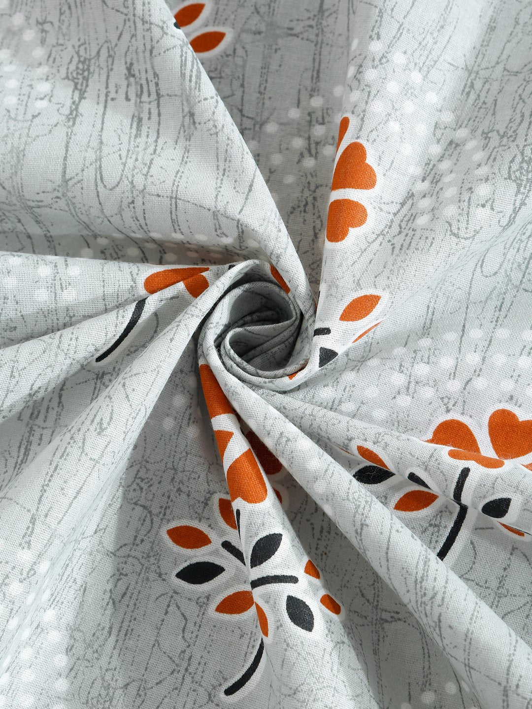 Grey Floral 400 TC Pure Cotton Double Bedsheet with 2 Pillow Covers