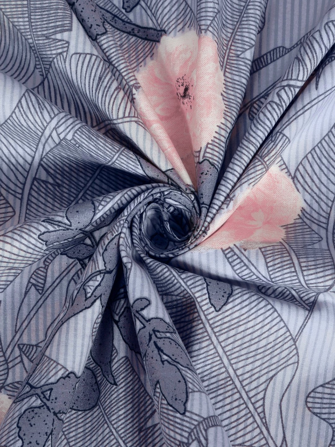 Blue Cotton Blend Floral Double Bed Dohar