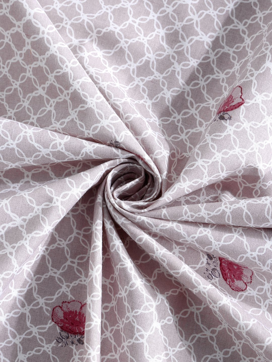 Purple Floral 400 TC Pure Cotton Fitted Double Bedsheet with 2 Pillow Covers