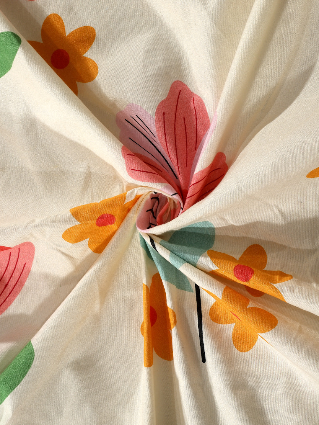Klotthe Cream Floral 300 TC Cotton Blend Single Bedsheet with Pillow Cover