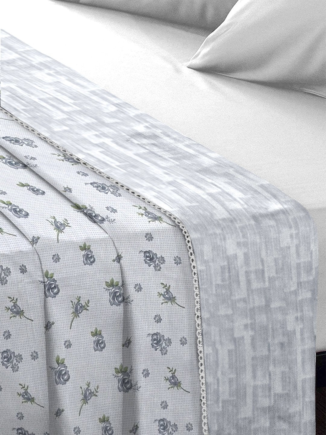 Grey Pure Cotton Floral Double Bed Dohar