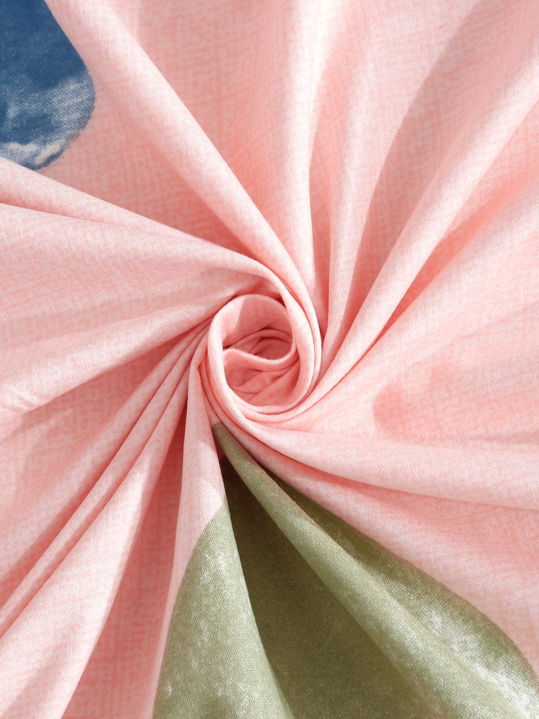 Pink Abstract 300 TC Cotton Blend Fitted Double Bedsheet with 2 Pillow Covers