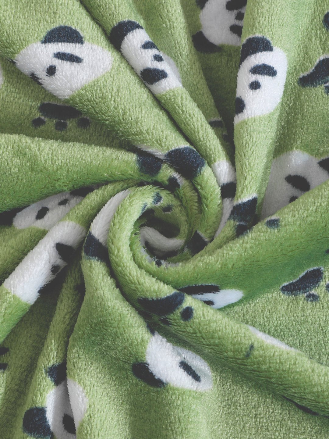 Green Cartoon Characters Woolen Fitted Double Bed Sheet with 2 Pillow Covers