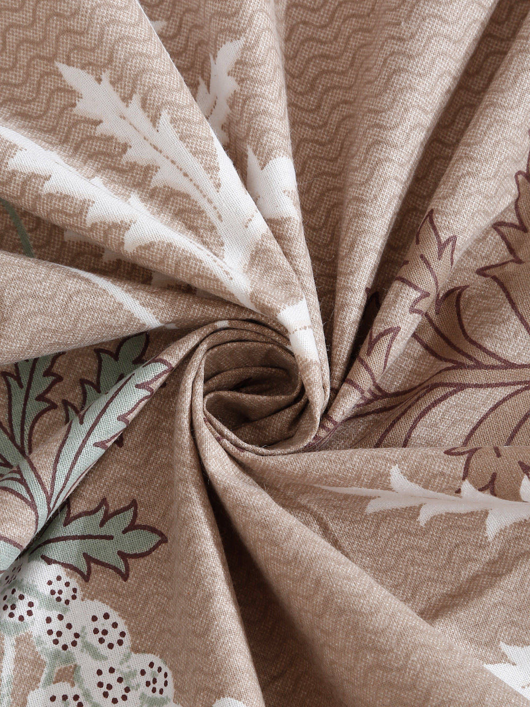Klotthe Beige Floral 400 TC Pure Cotton Super King Double Bedsheet with 2 Pillow covers