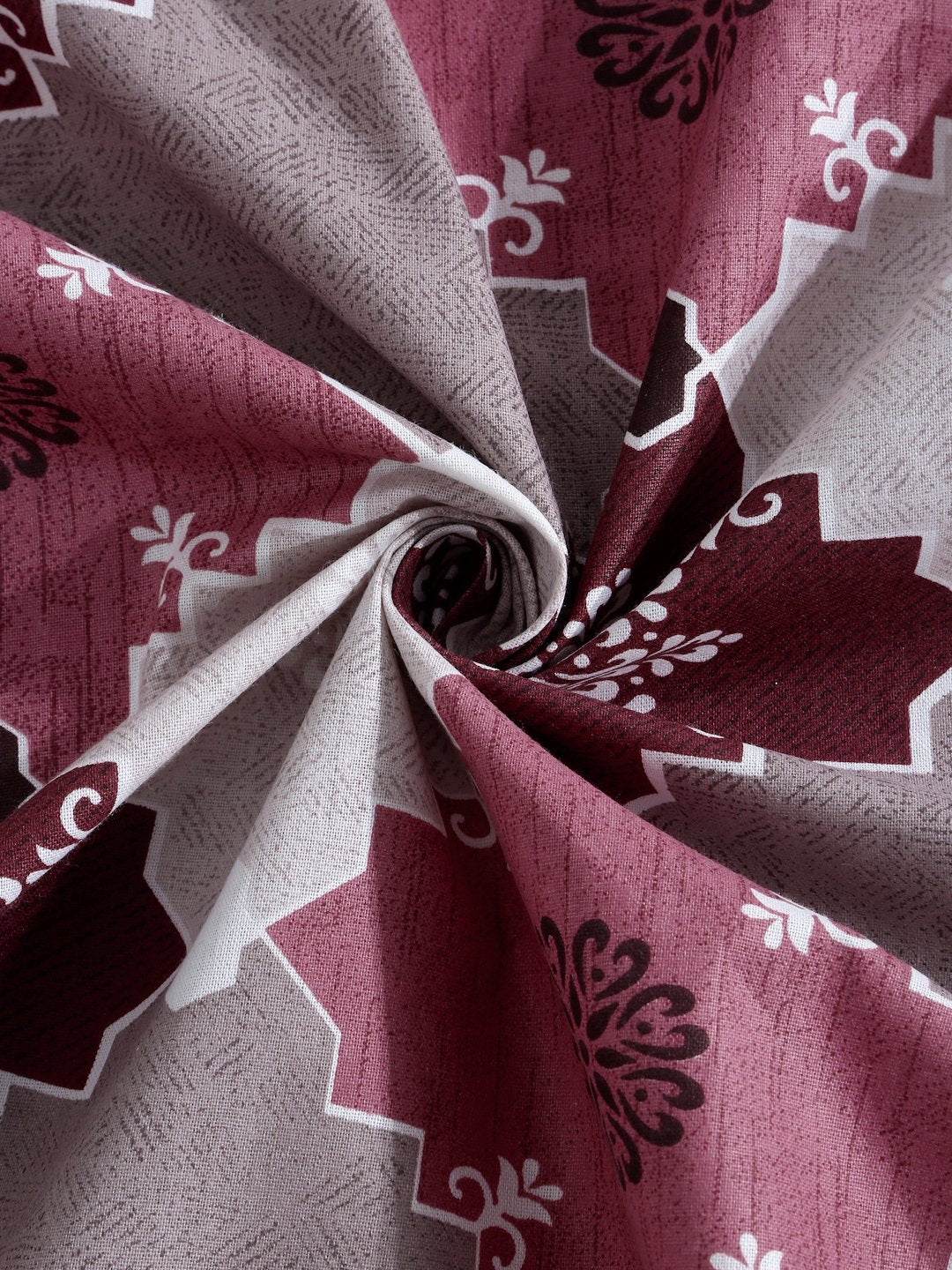 Pink Geometric 400 TC Pure Cotton Fitted Double Bedsheet with 2 Pillow Covers