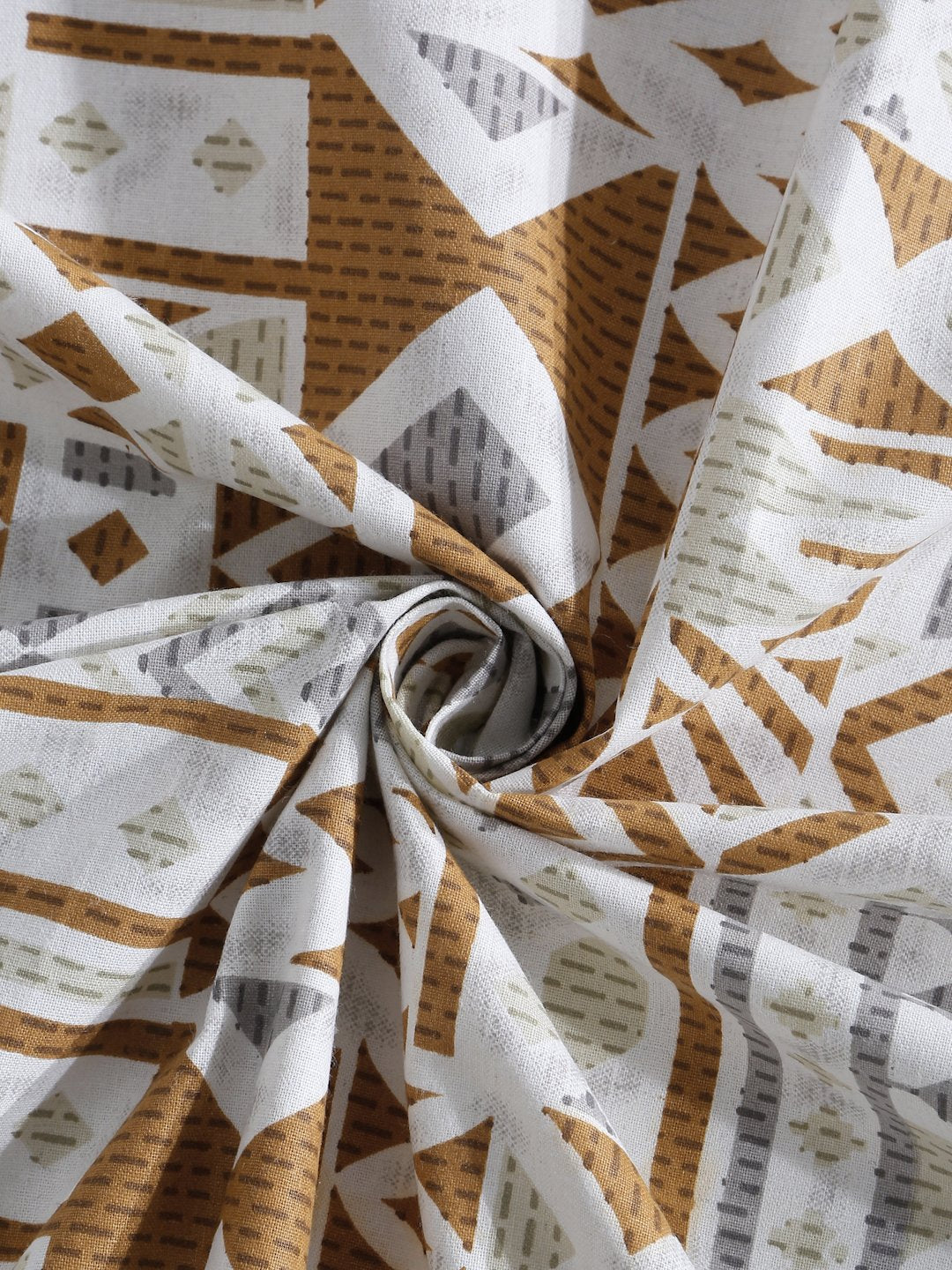 Mustard Geometric 400 TC Pure Cotton Super King Double Bedsheet with 2 Pillow Covers