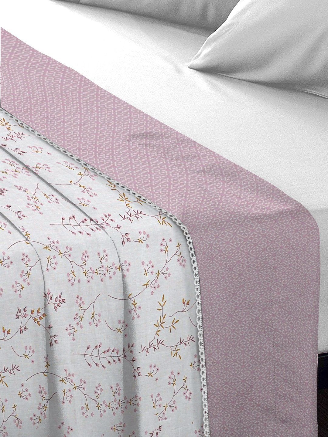 Pink Pure Cotton Floral Double Bed Dohar