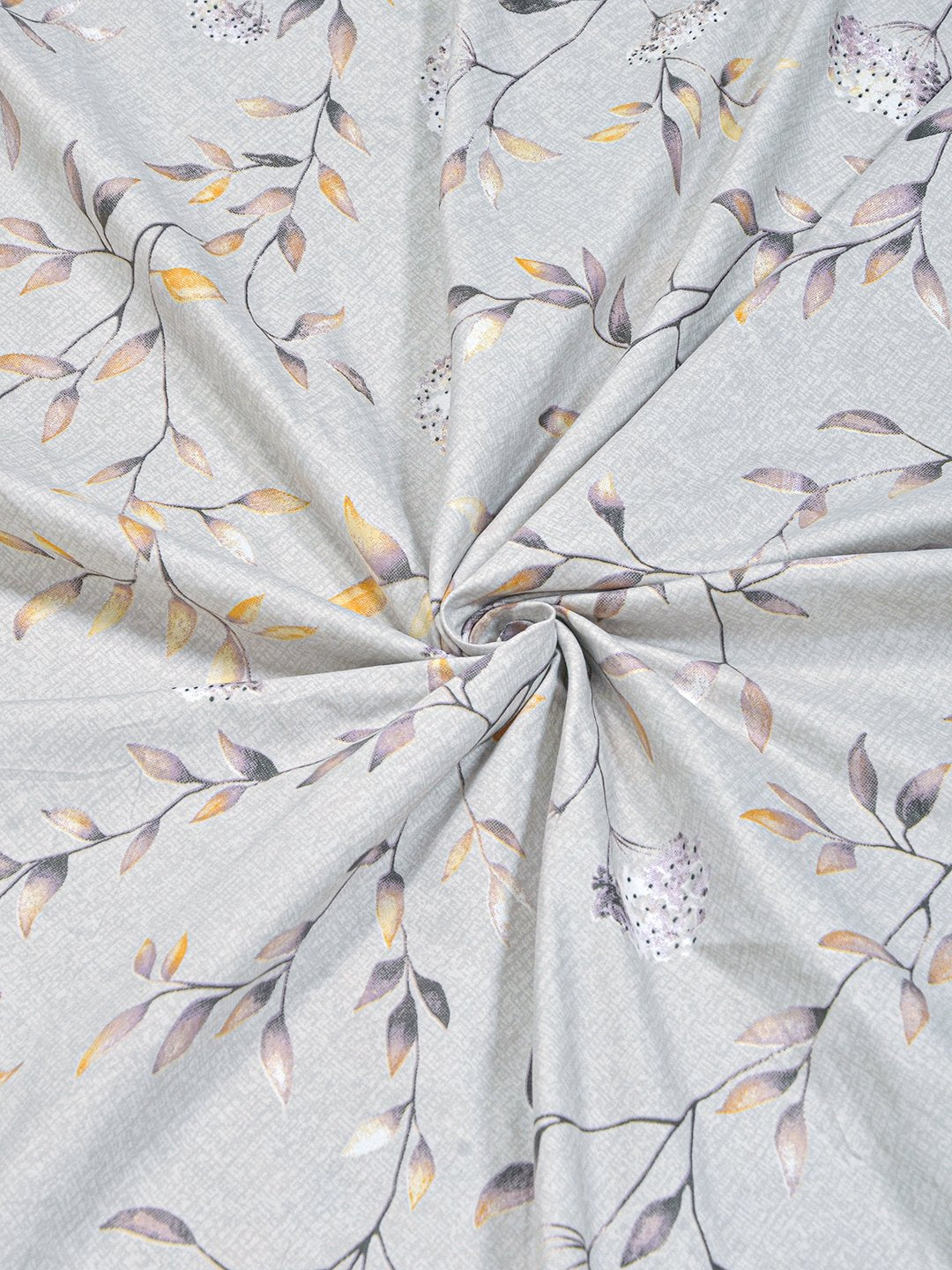 Grey Floral 300 TC Cotton Blend Single Bedsheet with Pillow Cover