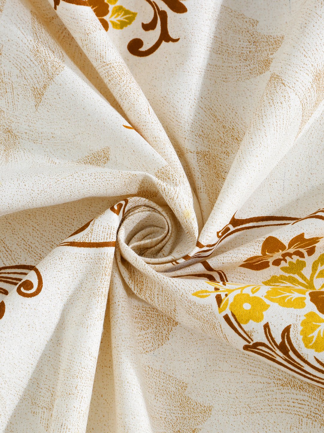 Yellow Floral 400 TC Pure Cotton Fitted Double Bedsheet with 2 Pillow Covers