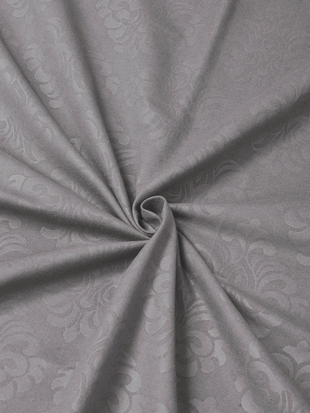 Grey Floral Embossed Cotton Blend Double Bedsheet with 2 Pillow Covers