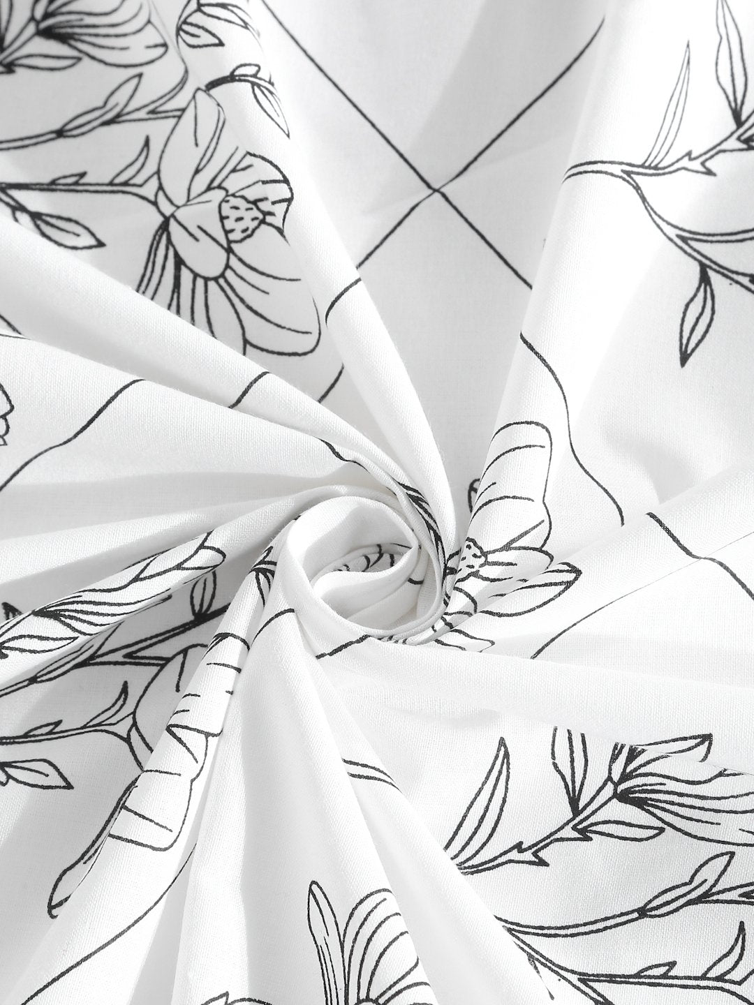 OffWhite Floral 400 TC Pure Cotton Fitted Super King Double Bedsheet with 4 Pillow Covers