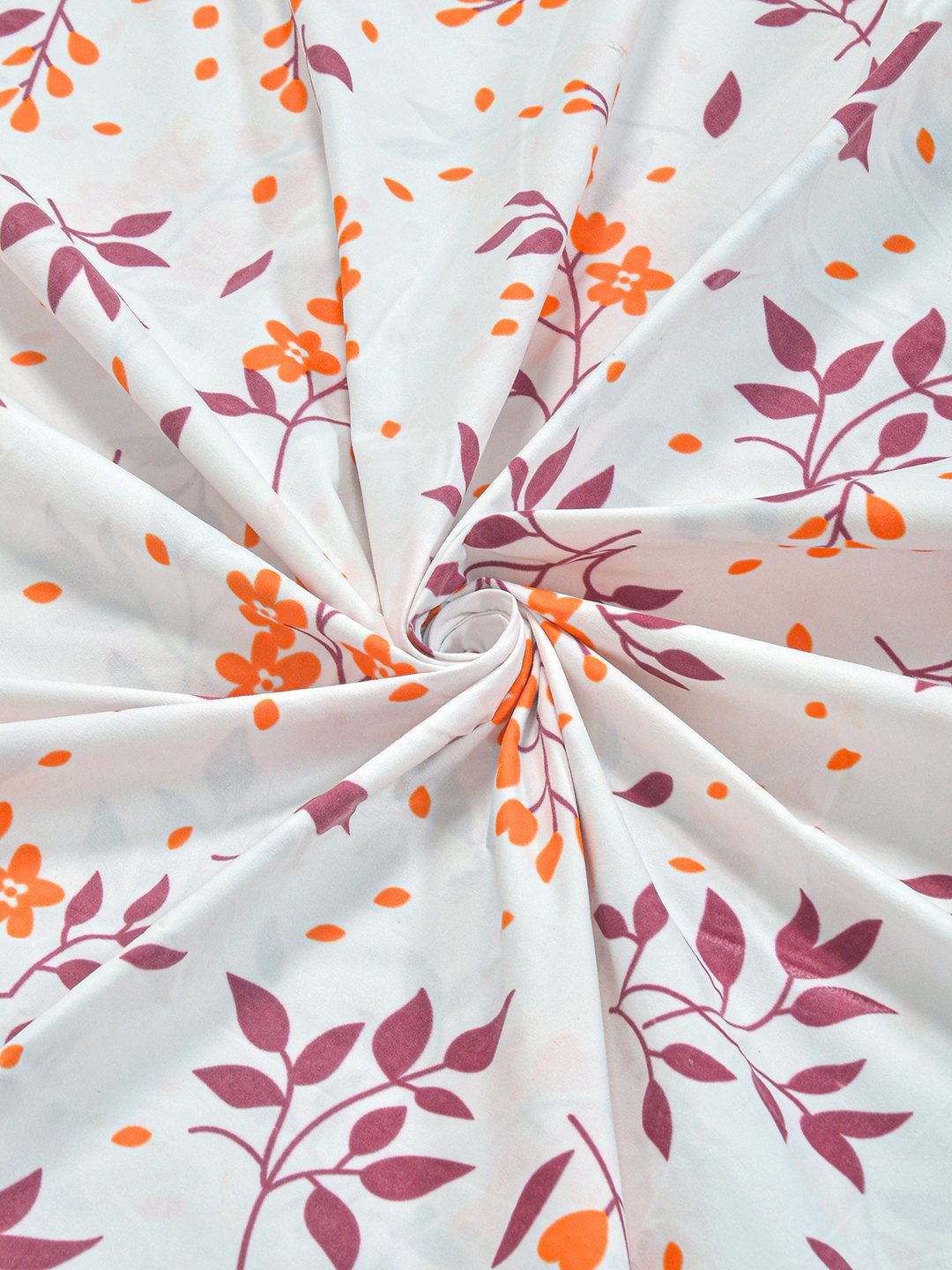 White Floral 300 TC Cotton Blend Single Bedsheet with Pillow Cover