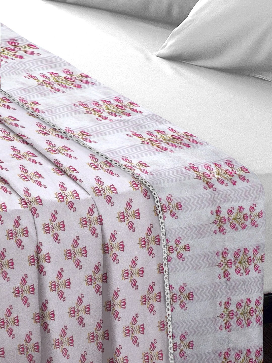 Pink Pure Cotton Floral Double Bed Dohar