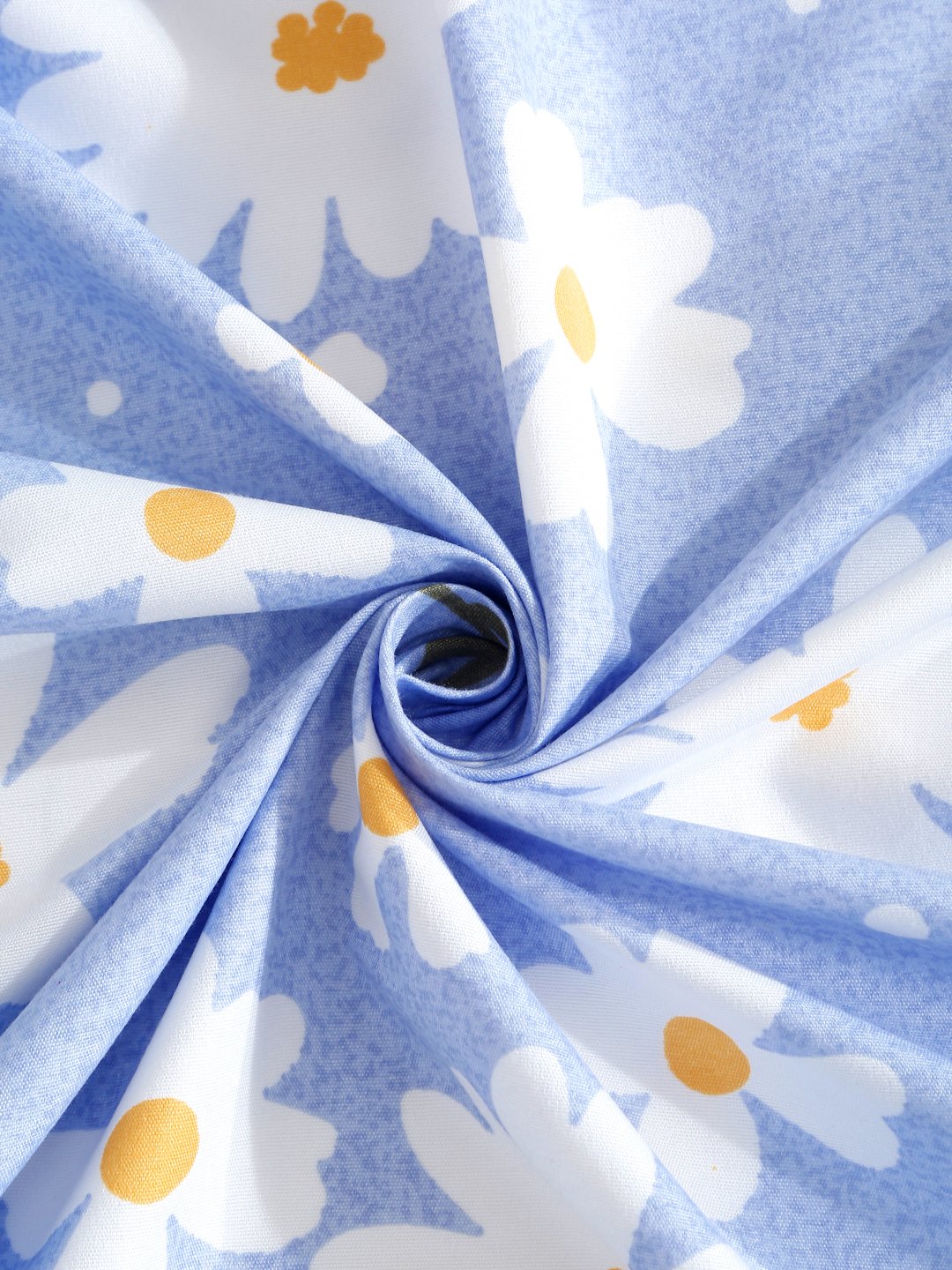 Blue Floral 300 TC Cotton Blend Single Bedsheet with Pillow Cover