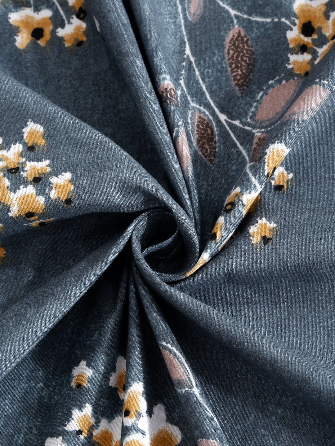 Blue Floral 300 TC Cotton Blend Double Bedsheet with 2 Pillow Covers