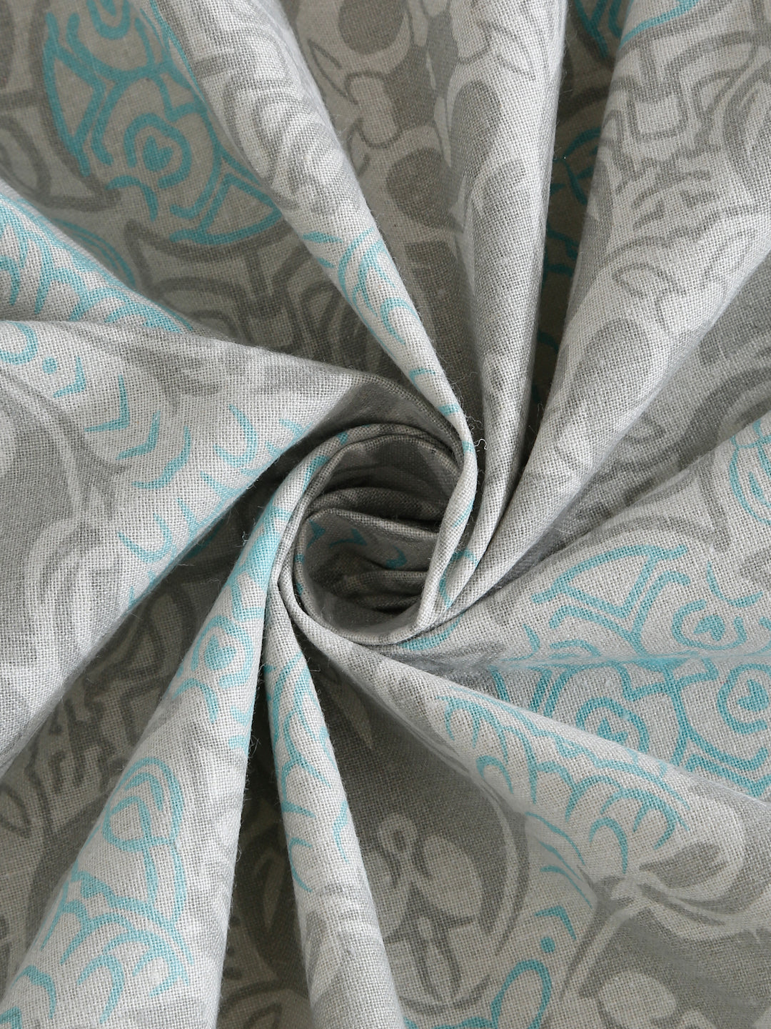 Klotthe Grey Floral 400 TC Pure Cotton Single Bedsheet with Pillow Cover