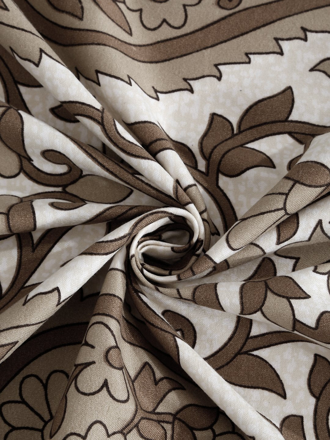 Book Fold Begie Floral 300 TC Cotton Blend Double Bedsheet with 2 Pillow Covers