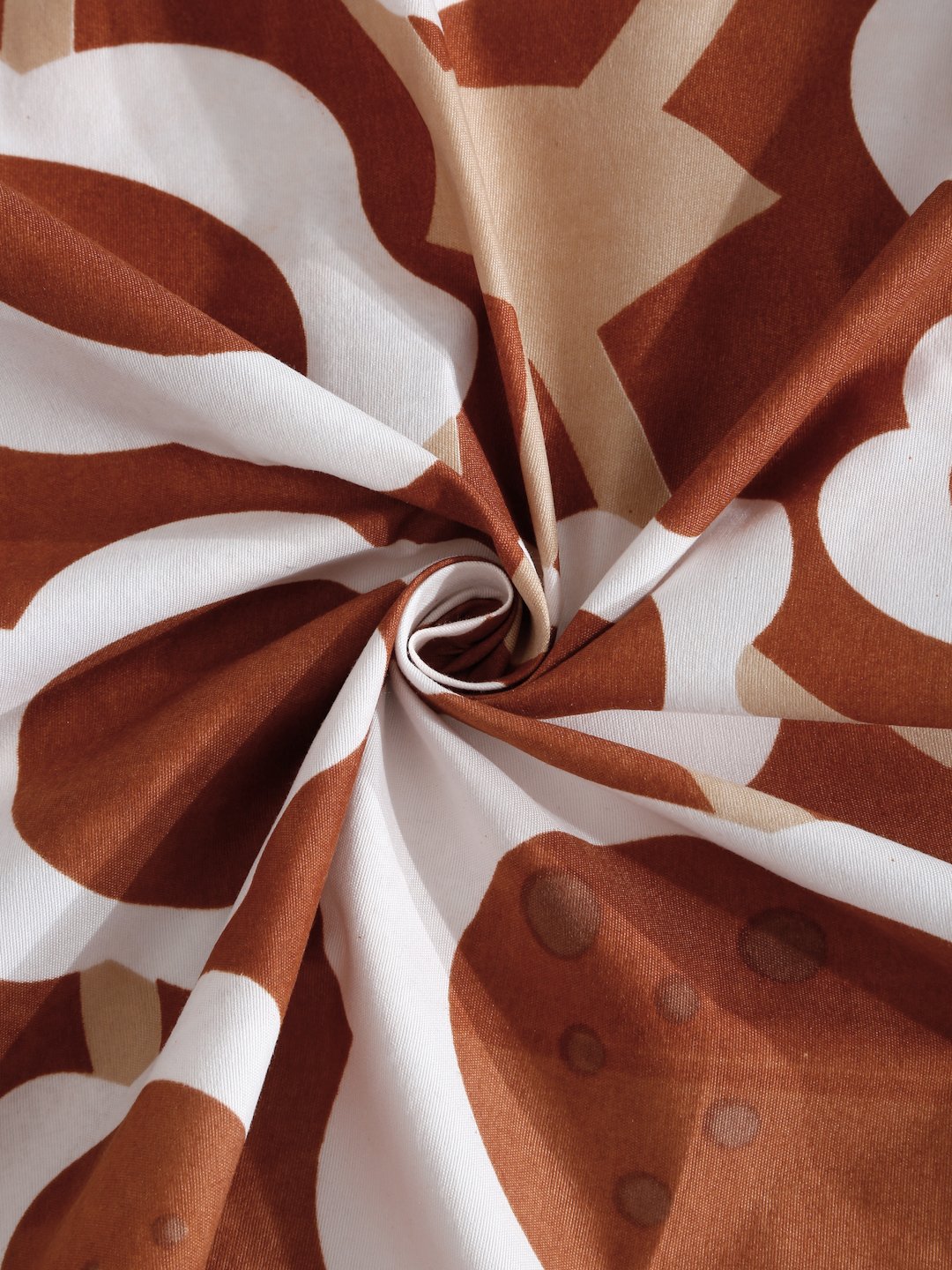 Rust Floral 300 TC Cotton Blend Fitted Single Bedsheet Set in Book Fold Packing