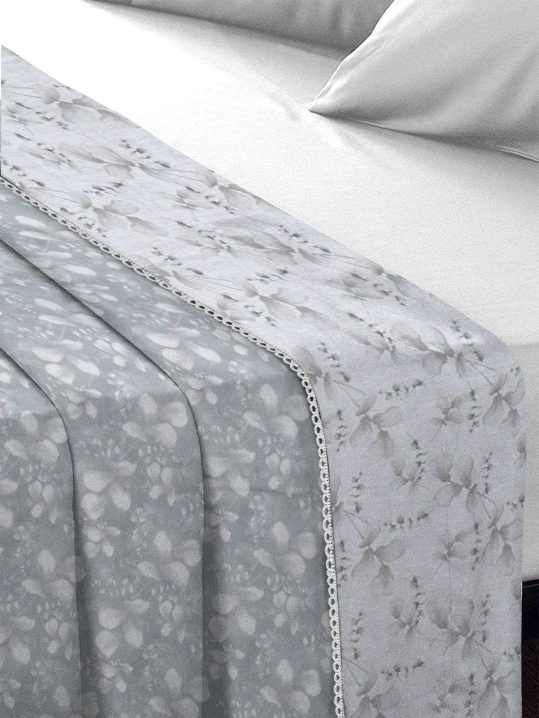 Grey Pure Cotton Floral Double Bed Dohar