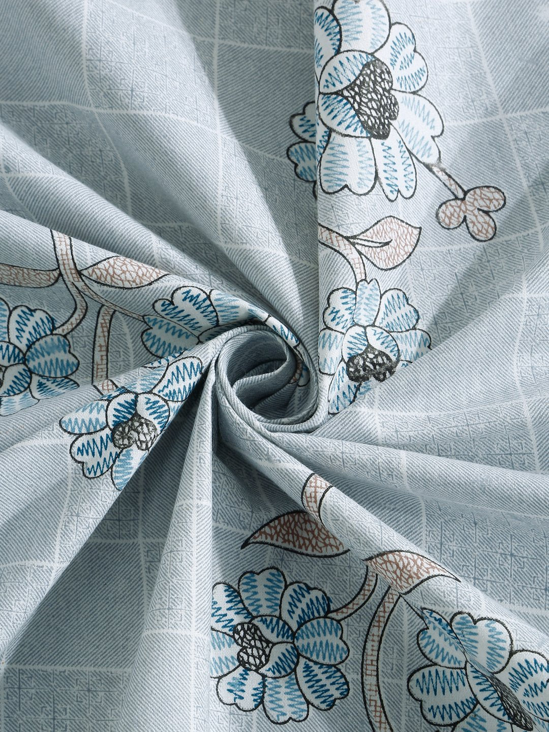 Grey Floral 400 TC Pure Cotton Double Bedsheet with 2 Pillow Covers