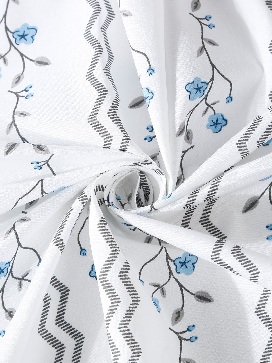 White Floral 400 TC Pure Cotton Super King Double Bedsheet with 2 Pillow Covers