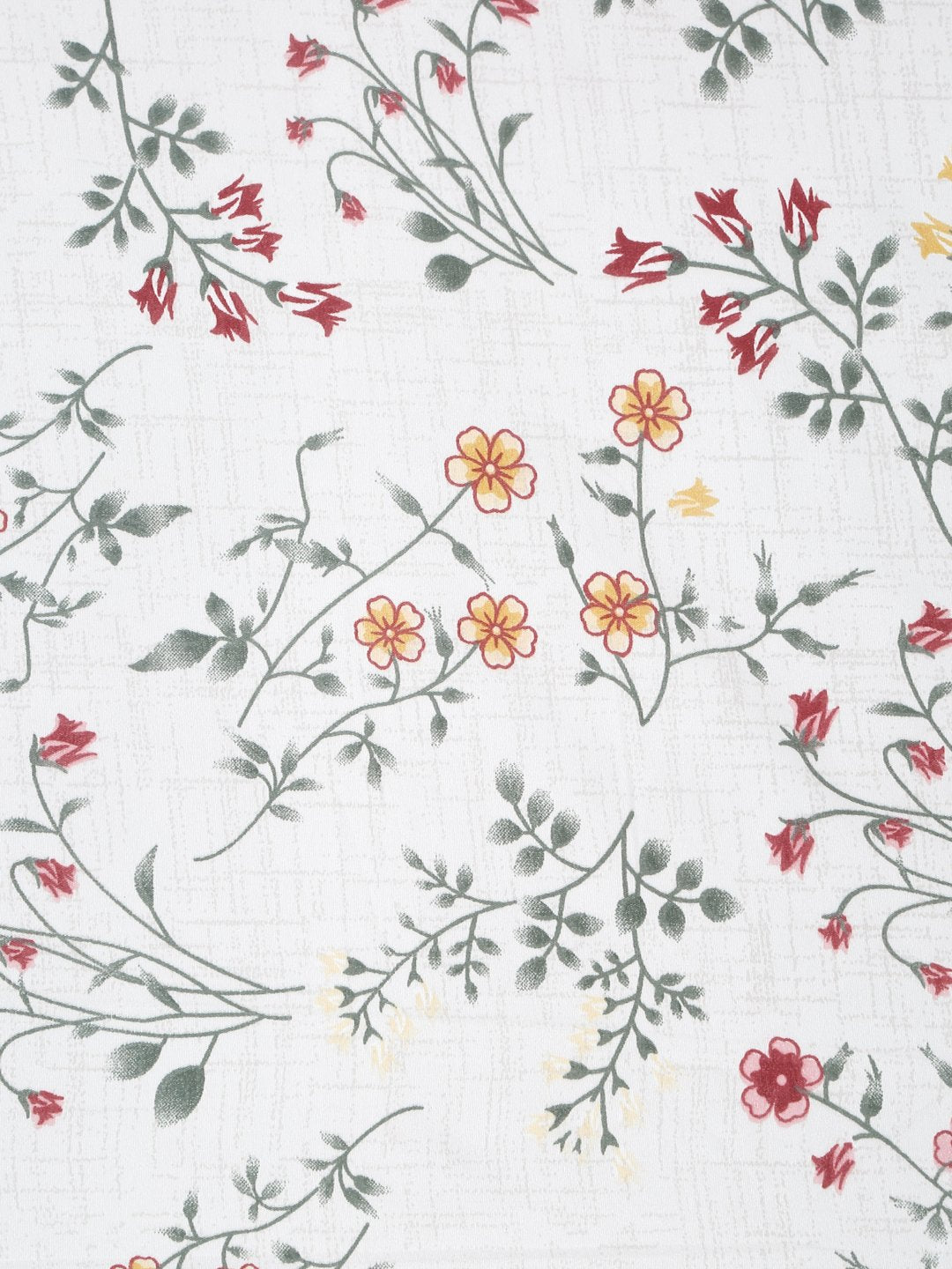 Off White Floral 300 TC Cotton Blend Fitted Super King Double Bedsheet in Book Fold Packing