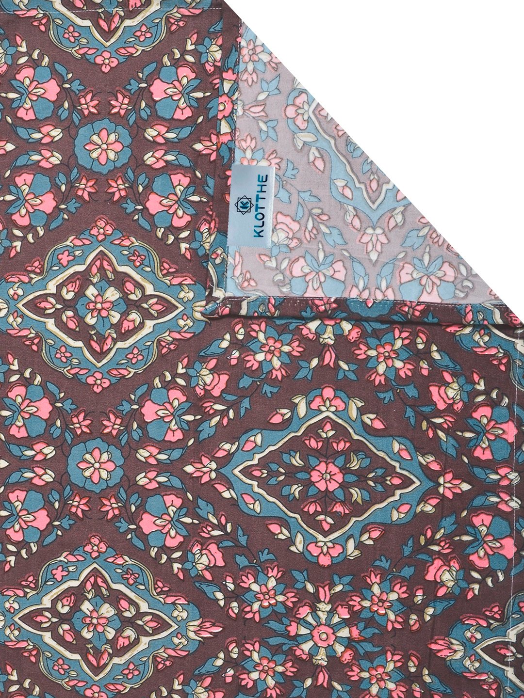 Brown Floral Cotton Blend Double Bedsheet with 2 Pillow Covers