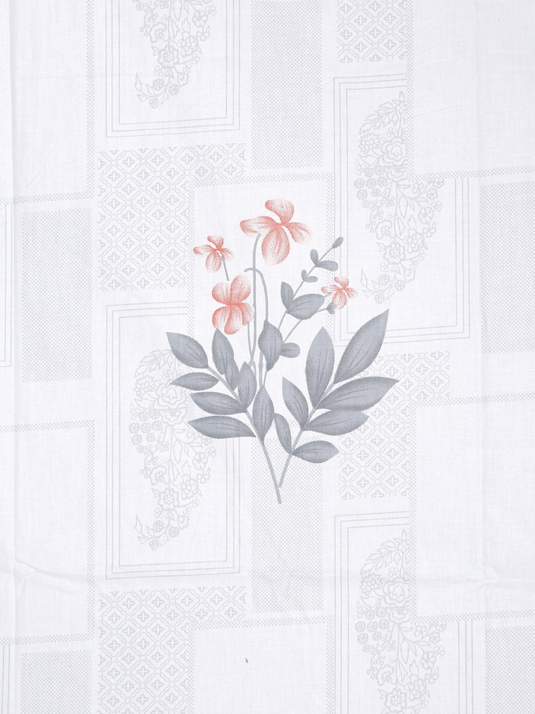 White Floral 400 TC Pure Cotton Super King Double Bedsheet with 2 Pillow Covers